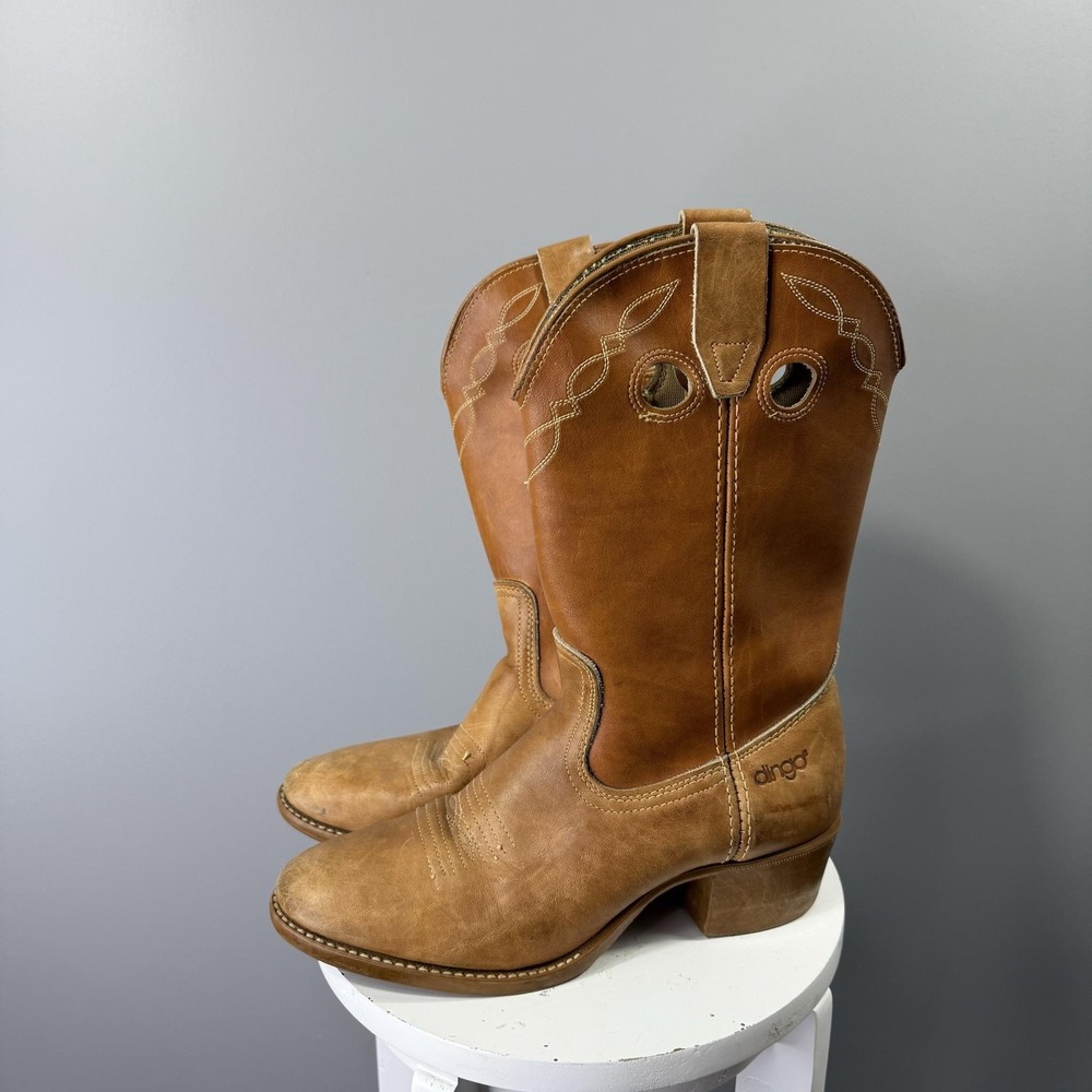 Dingo 8377 Boots Womens 6 Brown Leather Western Cowboy Round Toe Pull On